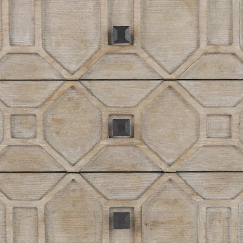 Gray Fir Veneer with Gold Metal Frame Base 9 Drawer Sideboard