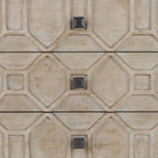 Gray Fir Veneer with Gold Metal Frame Base 9 Drawer Sideboard