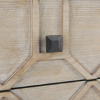 Gray Fir Veneer with Gold Metal Frame Base 9 Drawer Sideboard
