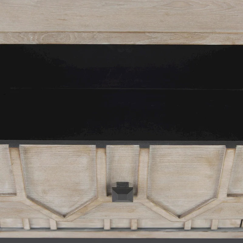 Gray Fir Veneer with Gold Metal Frame Base 9 Drawer Sideboard