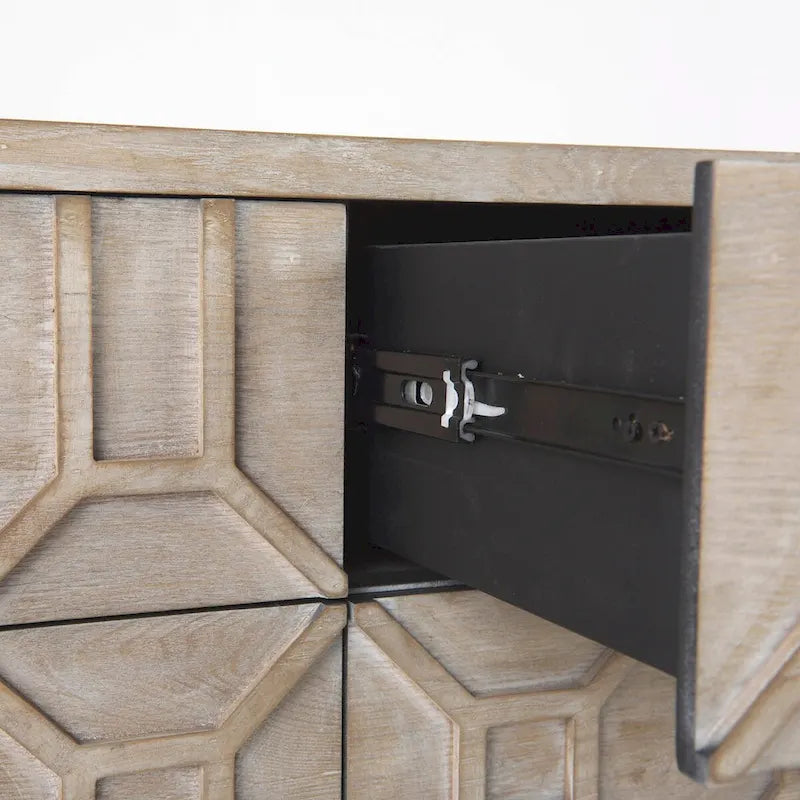 Gray Fir Veneer with Gold Metal Frame Base 9 Drawer Sideboard