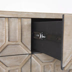 Gray Fir Veneer with Gold Metal Frame Base 9 Drawer Sideboard