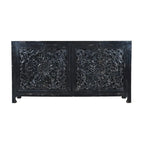 Black Hand Carved 4 Door Sideboard Cabinet