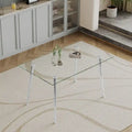 0.32 Thick Tempered Glass Top Dining Table with Stainless Steel Legs for Small Space, Dining Room