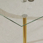 0.32 Thick Tempered Glass Top Dining Table with Stainless Steel Legs for Small Space, Dining Room