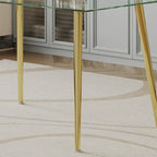 0.32 Thick Tempered Glass Top Dining Table with Stainless Steel Legs for Small Space, Dining Room