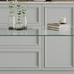 0.32 Thick Tempered Glass Top Dining Table with Stainless Steel Legs for Small Space, Dining Room