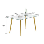 0.32 Thick Tempered Glass Top Dining Table with Stainless Steel Legs for Small Space, Dining Room