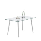 0.32 Thick Tempered Glass Top Dining Table with Stainless Steel Legs for Small Space, Dining Room