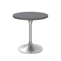 27 Round Dining Table with Stone Tabletop and Brushed Chrome Base for Kitchen and Dining Room