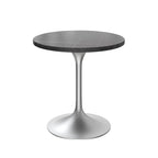 27 Round Dining Table with Stone Tabletop and Brushed Chrome Base for Kitchen and Dining Room
