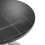 27 Round Dining Table with Stone Tabletop and Brushed Chrome Base for Kitchen and Dining Room