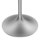 27 Round Dining Table with Stone Tabletop and Brushed Chrome Base for Kitchen and Dining Room