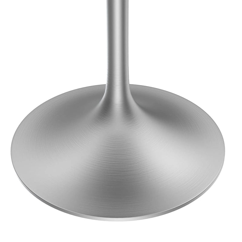 27 Round Dining Table with Stone Tabletop and Brushed Chrome Base for Kitchen and Dining Room