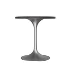 27 Round Dining Table with Stone Tabletop and Brushed Chrome Base for Kitchen and Dining Room