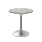 27 Round Dining Table with Stone Tabletop and Brushed Chrome Base for Kitchen and Dining Room