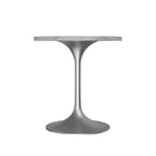 27 Round Dining Table with Stone Tabletop and Brushed Chrome Base for Kitchen and Dining Room