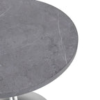 27 Round Dining Table with Stone Tabletop and Brushed Chrome Base for Kitchen and Dining Room