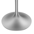 27 Round Dining Table with Stone Tabletop and Brushed Chrome Base for Kitchen and Dining Room