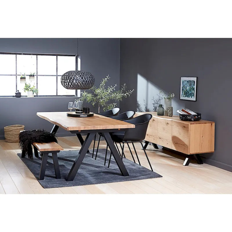 Scandinavian Wavy Edge Dining Table, 39.4 x 82.625 x 29.5 Inches