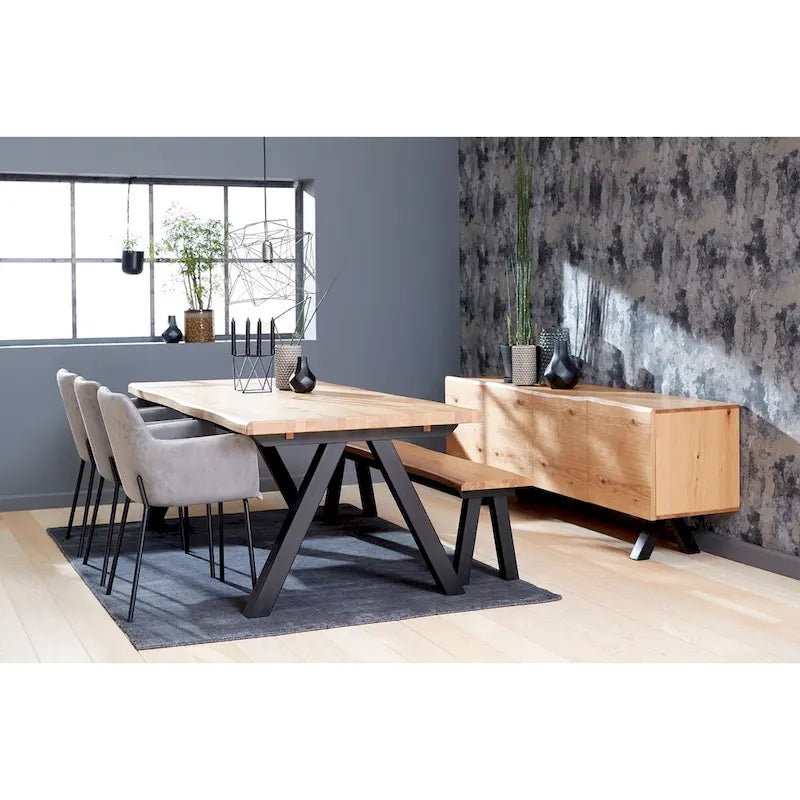 Scandinavian Wavy Edge Dining Table, 39.4 x 82.625 x 29.5 Inches