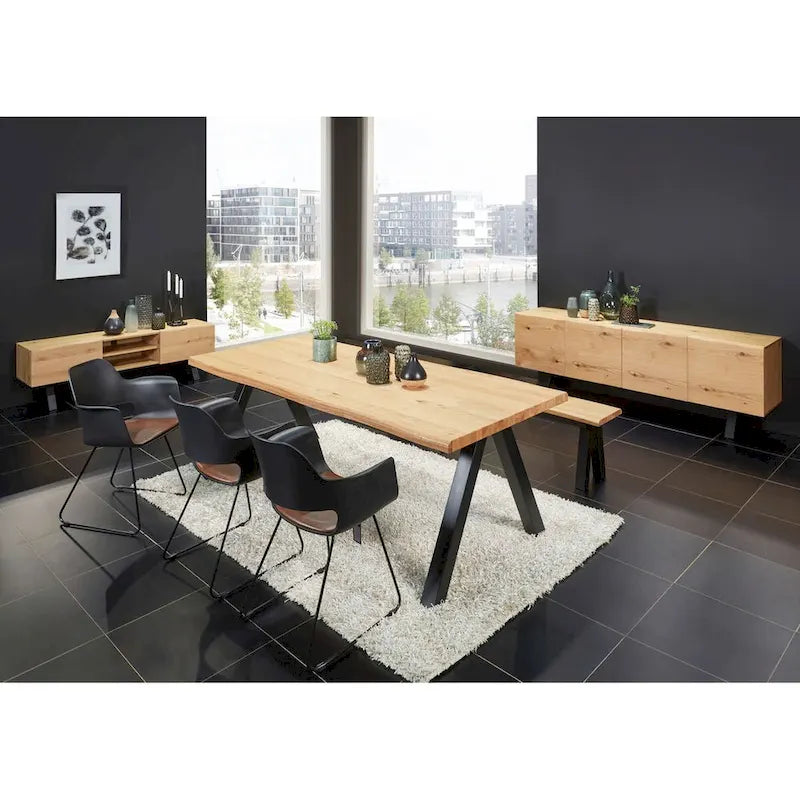 Scandinavian Wavy Edge Dining Table, 39.4 x 82.625 x 29.5 Inches