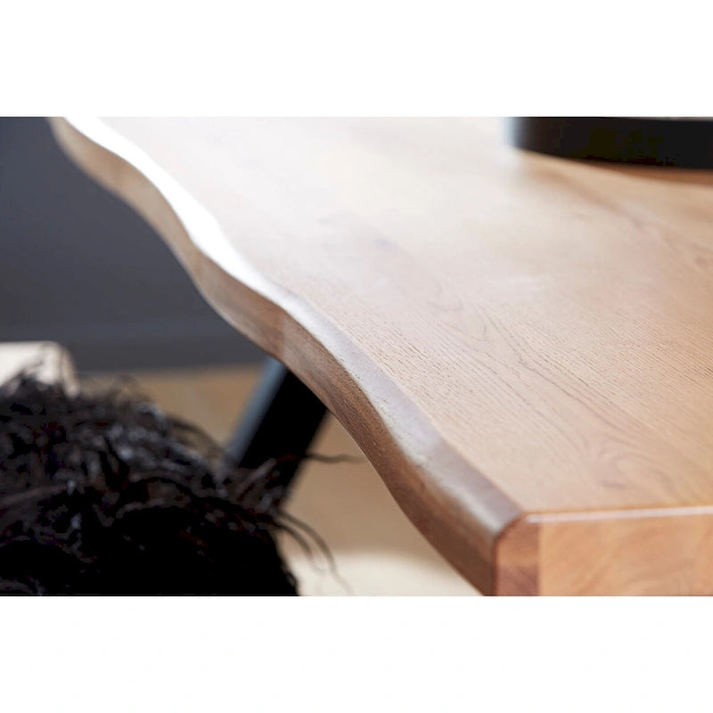 Scandinavian Wavy Edge Dining Table, 39.4 x 82.625 x 29.5 Inches