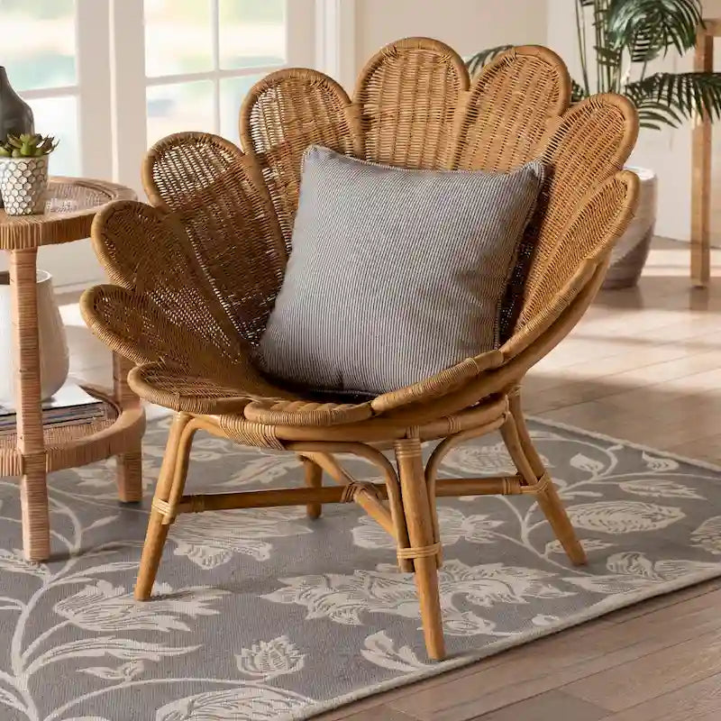 Bohemian Honey Rattan Accent Flower Chair