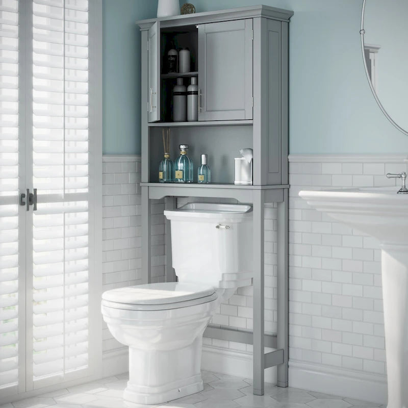Over the Toilet Bathroom Spacesaver Wall Medicine Storage Cabinet with Adjustable Shelf - Gray
