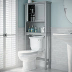 Over the Toilet Bathroom Spacesaver Wall Medicine Storage Cabinet with Adjustable Shelf - Gray