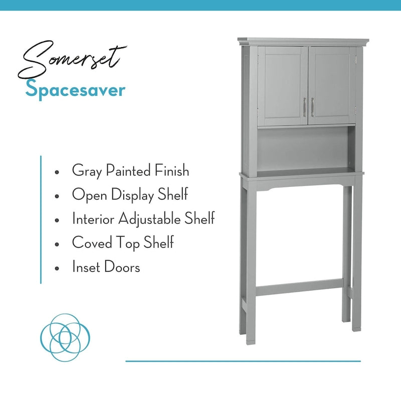 Over the Toilet Bathroom Spacesaver Wall Medicine Storage Cabinet with Adjustable Shelf - Gray