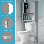 Over the Toilet Bathroom Spacesaver Wall Medicine Storage Cabinet with Adjustable Shelf - Gray
