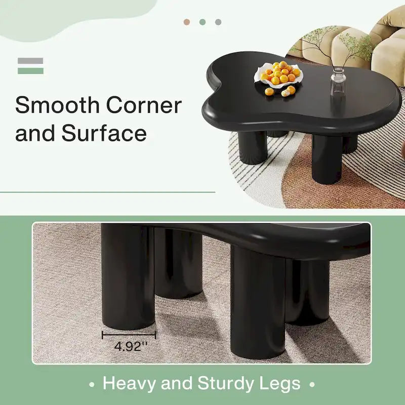 39.4 Inches Cloud-Shaped Engineered Wood Coffee Table with 4 PVC Legs