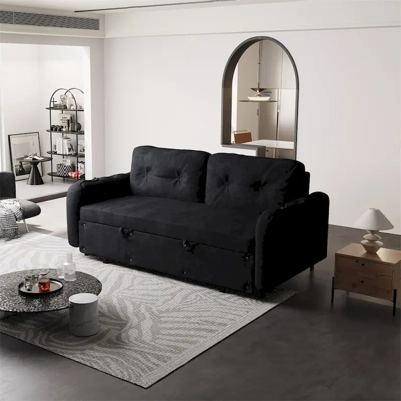 66.2Queen Pull Out Sofa Bed, Hydraulic System Convertible Sleeper Sofa