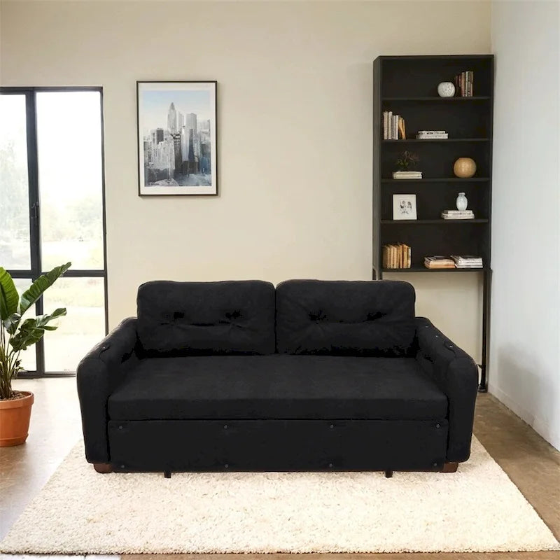 66.2Queen Pull Out Sofa Bed, Hydraulic System Convertible Sleeper Sofa