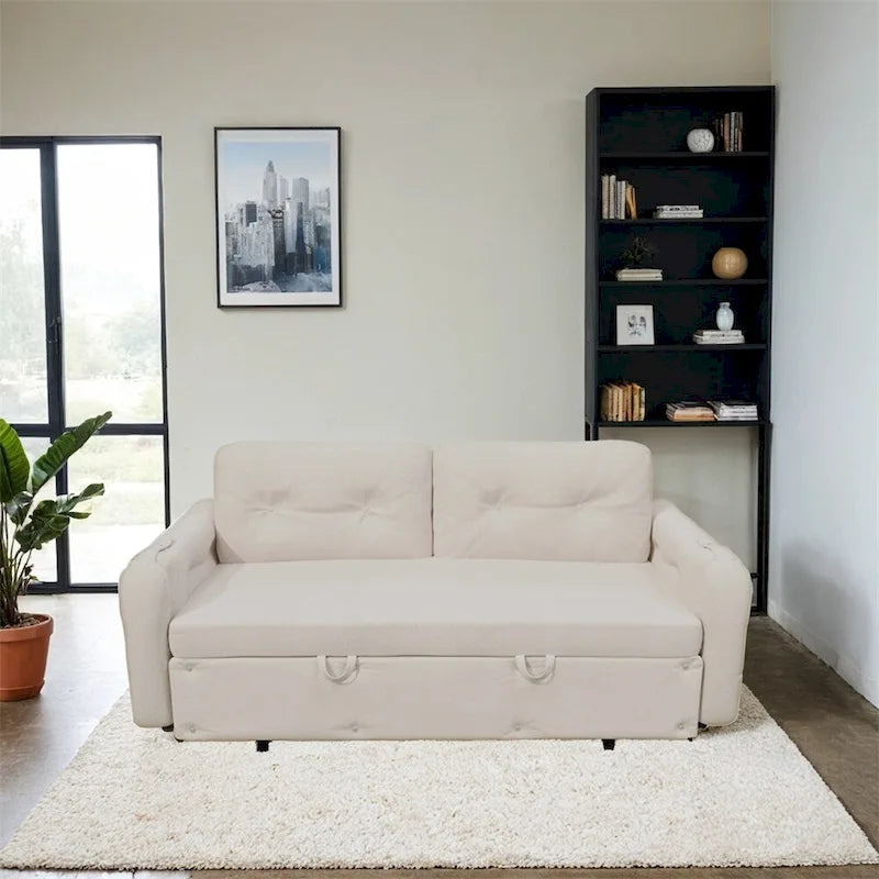 66.2Queen Pull Out Sofa Bed, Hydraulic System Convertible Sleeper Sofa
