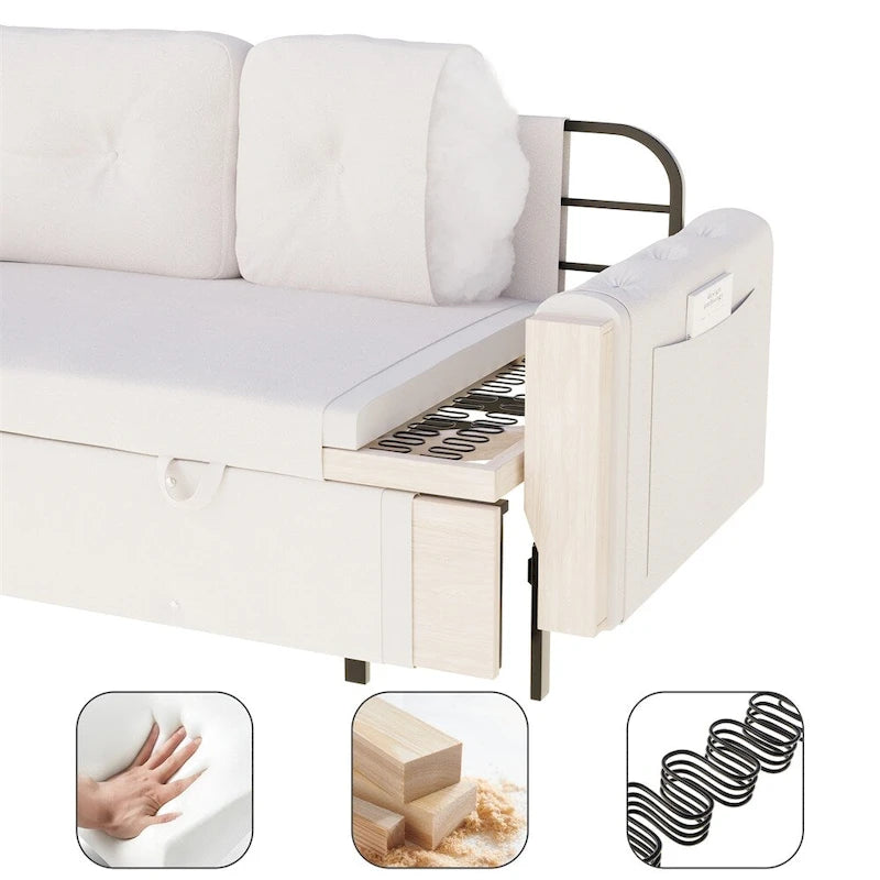 66.2Queen Pull Out Sofa Bed, Hydraulic System Convertible Sleeper Sofa