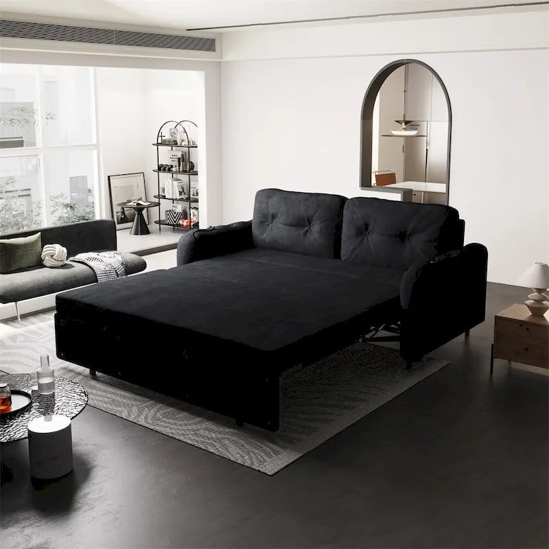 66.2Queen Pull Out Sofa Bed, Hydraulic System Convertible Sleeper Sofa