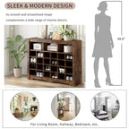 24-Cubby Shoe Cabinet and Sideboard for Hallway, Bedroom, or Living Room