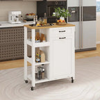 Kitchen Island Cart on Wheels with Trash Can Storage Cabinet