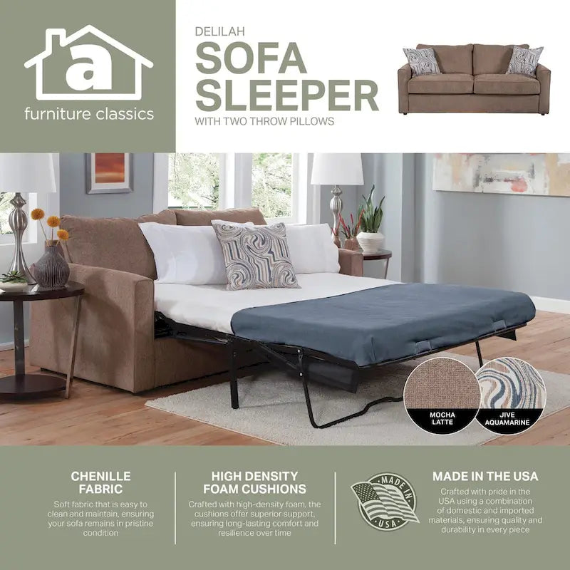 8-040M-A441V2 Sleeper Sofa with 2 Throw Pillows