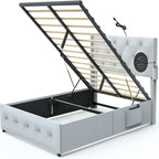 Full Size Bed Frame Gas Lift Upholstered Storage Bed