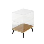 Acrylic Plastic 1 Shelf Side End Accent Table with Wood Base and Black Legs - Clear