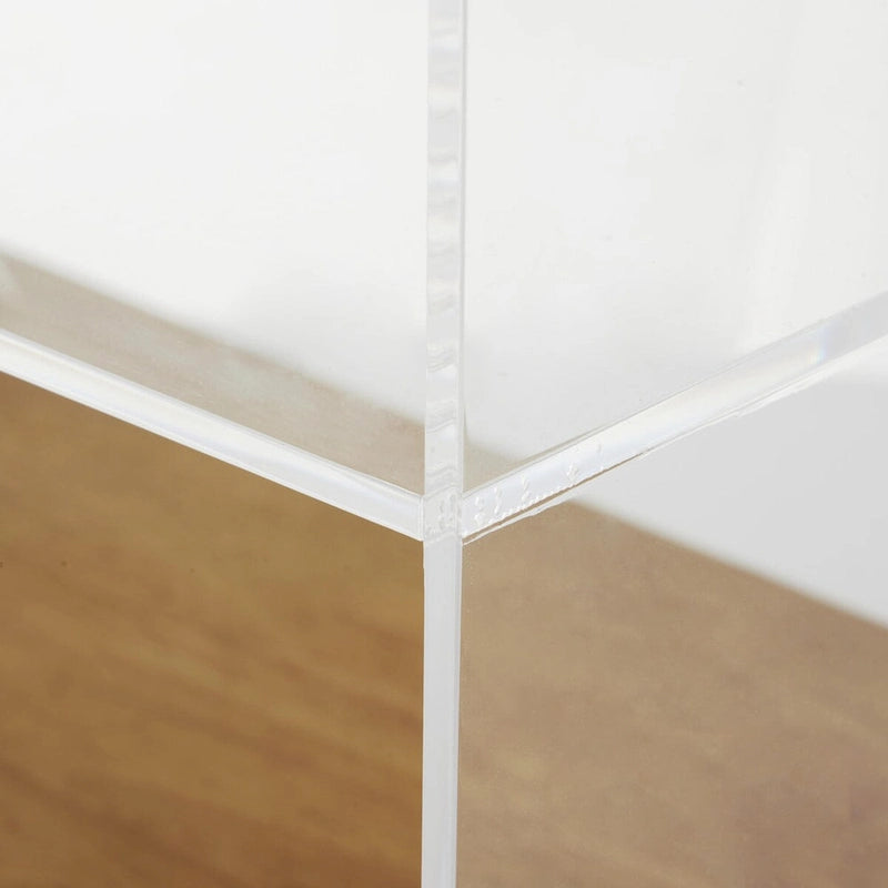 Acrylic Plastic 1 Shelf Side End Accent Table with Wood Base and Black Legs - Clear