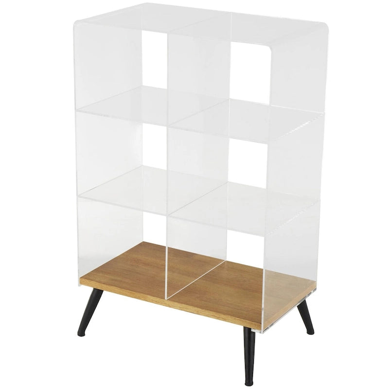 Acrylic Plastic 1 Shelf Side End Accent Table with Wood Base and Black Legs - Clear