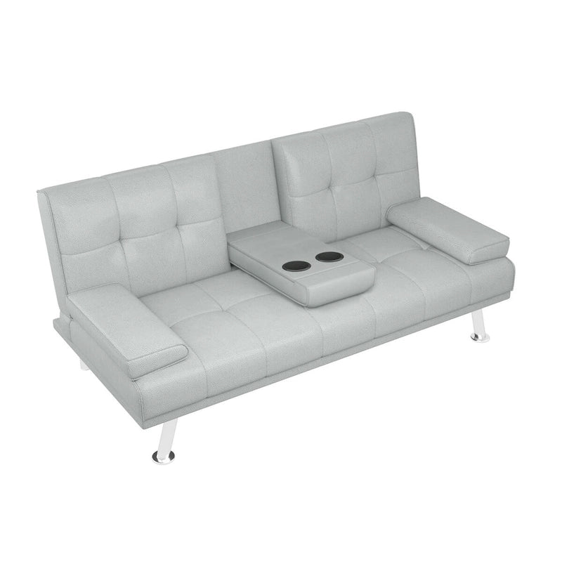 Convertible Folding Sofa Bed with Leather Upholstery