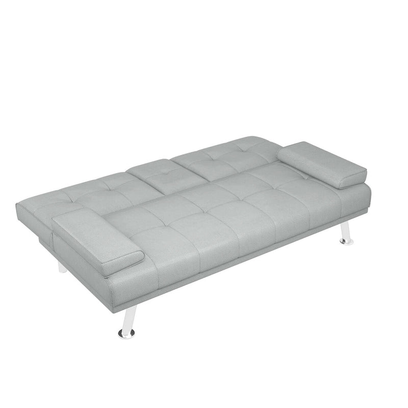 Convertible Folding Sofa Bed with Leather Upholstery