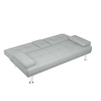 Convertible Folding Sofa Bed with Leather Upholstery