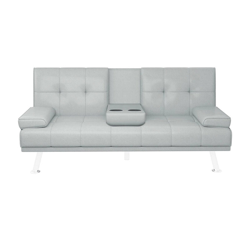 Convertible Folding Sofa Bed with Leather Upholstery