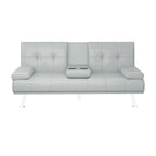 Convertible Folding Sofa Bed with Leather Upholstery